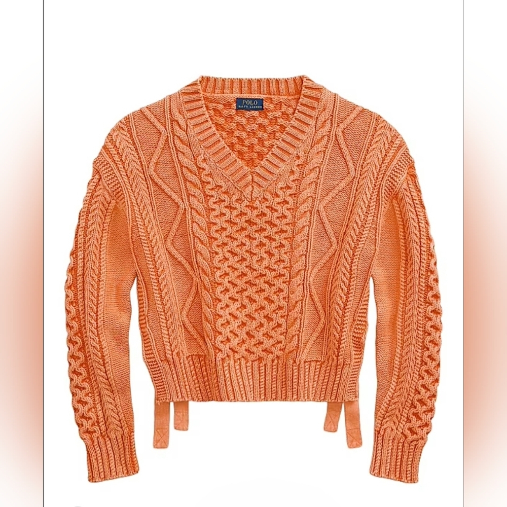 Polo Ralph Lauren's cropped sweater crafted in a cable-knit construction with